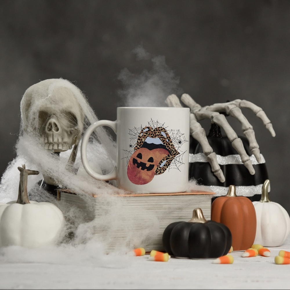 Halloween Leopard Print Lips 11 oz Mug - Picture 2 of 2